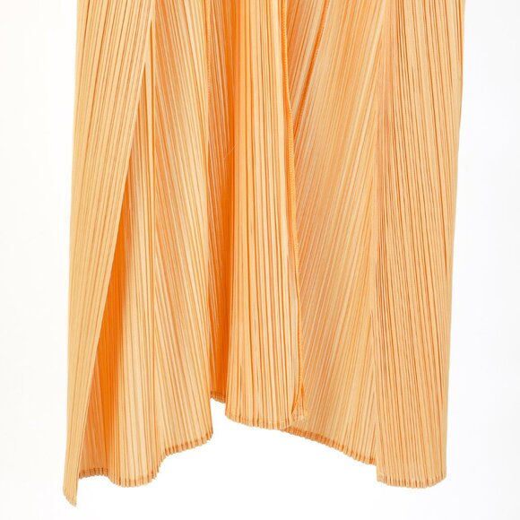 Issey Miyake Pleats Please Light Orange Pleated Long Open-Front Cardigan - Picture 7 of 8